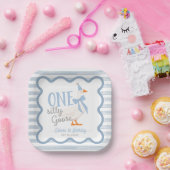 ブルーボウの1歳バースデーケーキ「One Silly Goose」 ペーパープレート (パーティー)