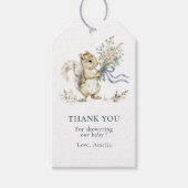 ブルーボウの squirrel Thank You ベイビーシャワー ギフトタグ (正面)