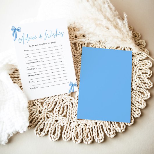 ブルーボウアドバイスとウィッシュブライダルシャワーゲーム 招待状