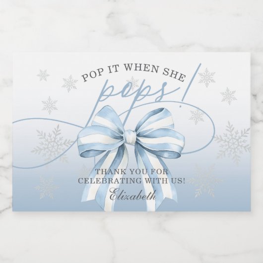 ブルーボウウィンターポップ・アートのベビーイットザーズポップ スパークリングワインラベル (シングルラベル)