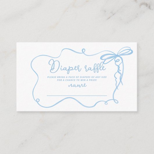 ブルーボウウェーブフレームミニマルおむつラッフルチケット エンクロージャーカード (正面)