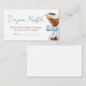ブルーボウエスプレッソマルティーニ赤ちゃんシャワーおむつラッフル エンクロージャーカード (正面/裏面)