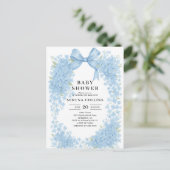 ブルーボウエレガントアジサイ赤ちゃんシャワー ポストカード (スタンド正面)