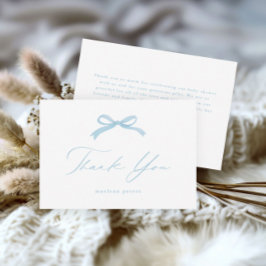 ブルーボウエレガントガールズベビーシャワー サンキューカード