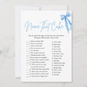 ブルーボウエレガントネームそのケーキブライダルシャワーゲーム 招待状 (正面)