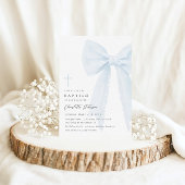 ブルーボウエレガントバプテスマ招待状 招待状