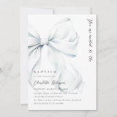 ブルーボウエレガントバプテスマ招待状 招待状 (正面)