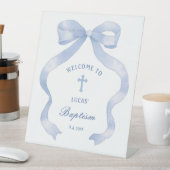 ブルーボウエレガントバプテスマ歓迎 台座サイン (インサイチュ)