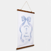 ブルーボウエレガントバプテスマ歓迎 吊り下げ型タペストリー (傾斜あり)