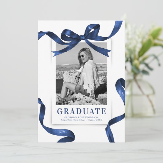 ブルーボウエレガントフォト卒業 案内状 (スタンド正面)