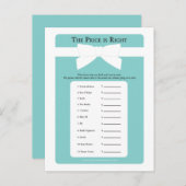 ブルーボウエレガントプライスは右ベビーシャワーゲーム インビテーションポストカード (正面/裏面)