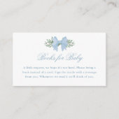 ブルーボウエレガントベビーシャワーベビー用ブック エンクロージャーカード (正面)