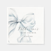 ブルーボウエレガントベビーベビーシャワー スタンダードカクテルナプキン (正面)