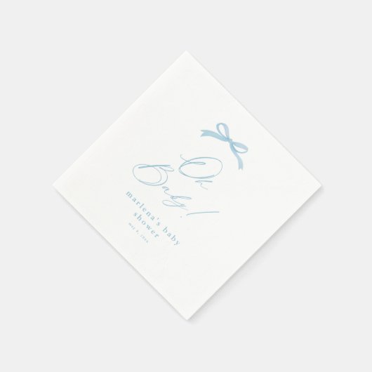 ブルーボウエレガントボーイズ赤ちゃんシャワー スタンダードカクテルナプキン (角)