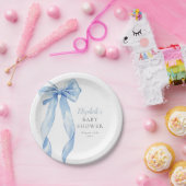 ブルーボウエレガントリボン男の子ベビーシャワー ペーパープレート (パーティー)