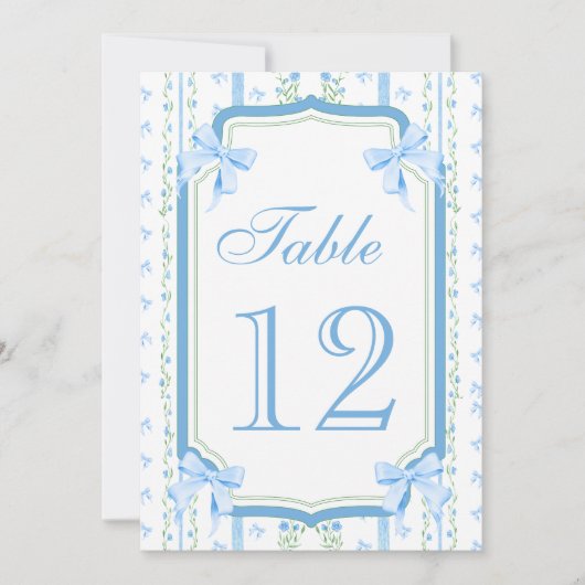 ブルーボウエレガントヴィンテージテーブル番号 (正面)