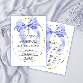 ブルーボウエレガント金ゴールドボーイ献身 招待状