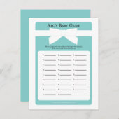 ブルーボウエレガントABCのベビーシャワーゲーム インビテーションポストカード (正面/裏面)