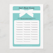 ブルーボウエレガントABCのベビーシャワーゲーム インビテーションポストカード (正面)