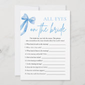 ブルーボウオールアイズオンザブライドブライダルシャワーゲーム 招待状 (正面)