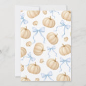 ブルーボウカボチャの赤ちゃんミニマルシャワー 招待状 (裏面)