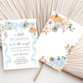 ブルーボウカボチャ赤ちゃんシャワー 招待状