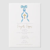 ブルーボウギリシャ正統《キリスト教》洗礼式や命名式ボーバプテスマ ベラム紙招待状 (正面)