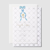 ブルーボウギリシャ正統《キリスト教》洗礼式や命名式ボーバプテスマ ベラム紙招待状 (オフセット (招待状))