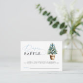 ブルーボウクリスマスツリー赤ちゃんシャワーおむつラッフル エンクロージャーカード (スタンド正面)