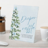 ブルーボウクリスマスツリー赤ちゃんシャワーおむつラッフル 台座サイン (インサイチュ)