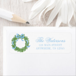 ブルーボウクリスマスボクウッドリースアドレス ラベル