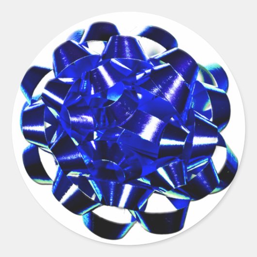 ブルーボウクリスマス包装シール ラウンドシール (正面)