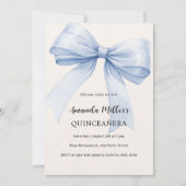 ブルーボウクリームエレガントキンセアニェラ贅沢 招待状 (正面)