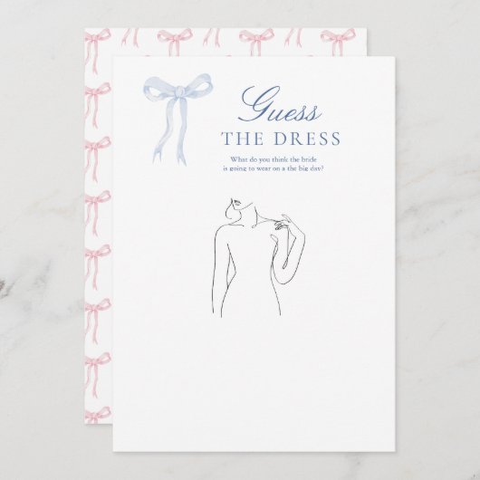 ブルーボウゲットザドレスブライダルシャワーゲーム 招待状 (正面/裏面)