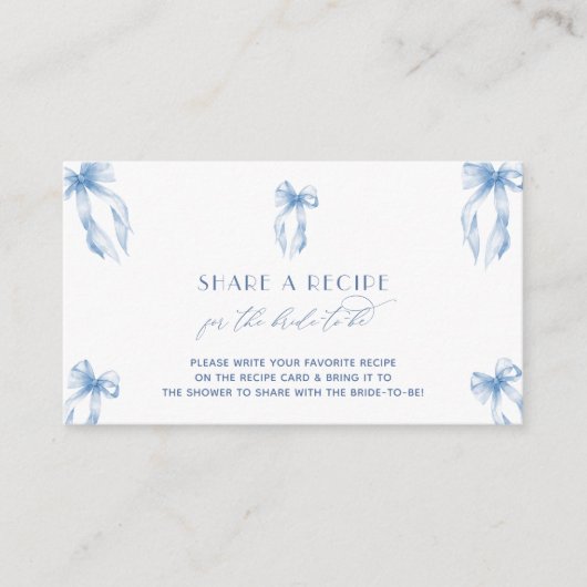 ブルーボウコケットブライダルシャワー共有Aレシピ エンクロージャーカード (正面)