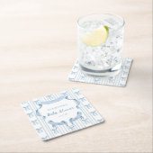 ブルーボウコケットブルーボーイベビーシャワー スクエアペーパーコースター (インサイチュ)