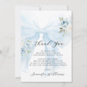 ブルーボウコケットベビーイン開花ボーイシャワー サンキューカード (正面)