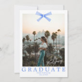 ブルーボウコケット写真卒業発表 招待状 (正面)