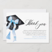 ブルーボウコケット卒業キャップサンキューカード 招待状 (正面)