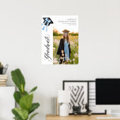 ブルーボウコケット卒業キャップ卒業へようこそ ポスター (ホームオフィス)