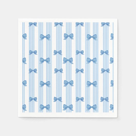ブルーボウコケット模様 スタンダードカクテルナプキン (正面)