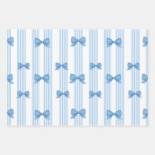 ブルーボウコケット模様 ラッピングペーパーシート (正面)