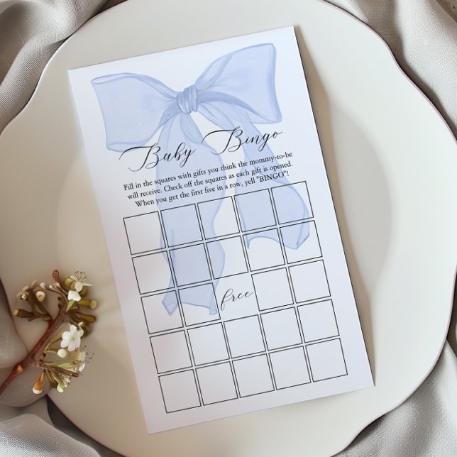ブルーボウコケット赤ちゃんシャワーベビービンゴゲーム (クリエイターアップロード済み)
