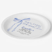 ブルーボウシェズタイイングザノットブライダルシャワー ペーパープレート (アングル)