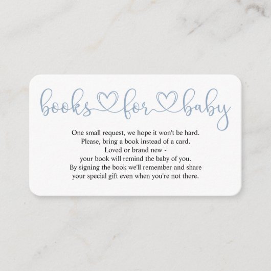 ブルーボウシック男の子の赤ちゃんシャワーブックベビーカード エンクロージャーカード (正面)