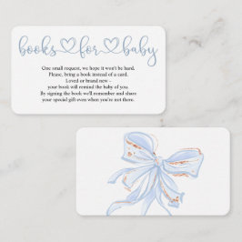 ブルーボウシック男の子の赤ちゃんシャワーブックベビーカード エンクロージャーカード