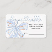 ブルーボウシック男の子ベビーシャワーおむつラッフルカード エンクロージャーカード (正面)