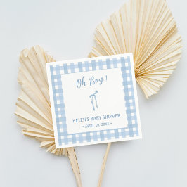 ブルーボウシンプルプレイド少年の赤ちゃんシャワーナプキン スタンダードカクテルナプキン