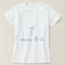 ブルーボウシンプルボーイズ男の子の赤ちゃんシャワーママ Tシャツ