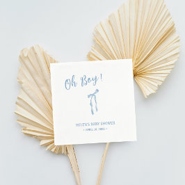 ブルーボウシンプルボーイズ男の子シャワーナプキン スタンダードカクテルナプキン